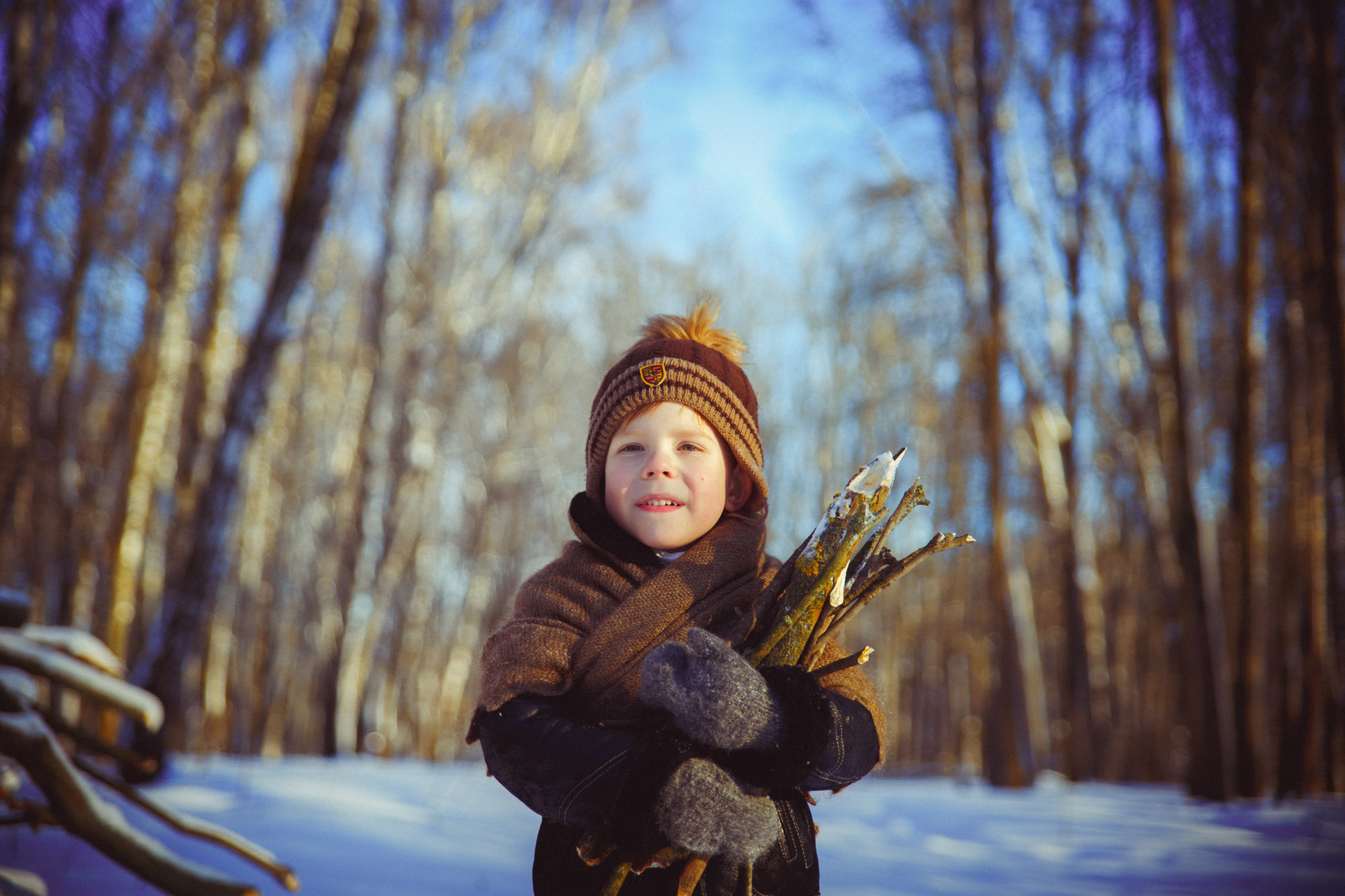 Детская фотосессия на природе зимой